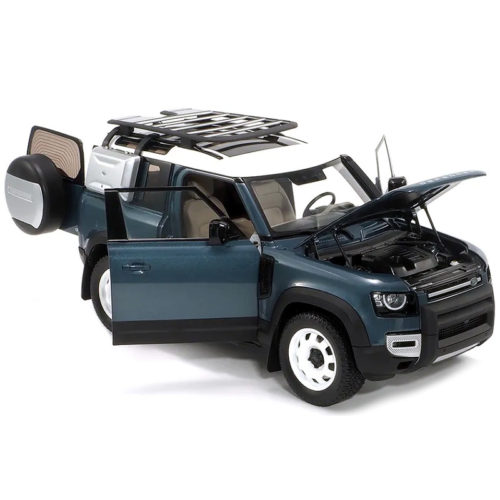 Land Rover Defender 90 (2020) with Roof Pack - Tasman Blue 1:18 ALMOST REAL ALM 810702