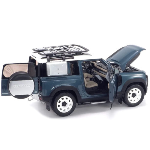 Land Rover Defender 90 (2020) with Roof Pack - Tasman Blue 1:18 ALMOST REAL ALM 810702