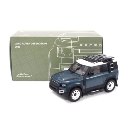 Land Rover Defender 90 (2020) with Roof Pack - Tasman Blue 1:18 ALMOST REAL ALM 810702